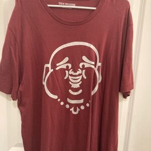 True Religion Maroon Tee with Silver Graphic